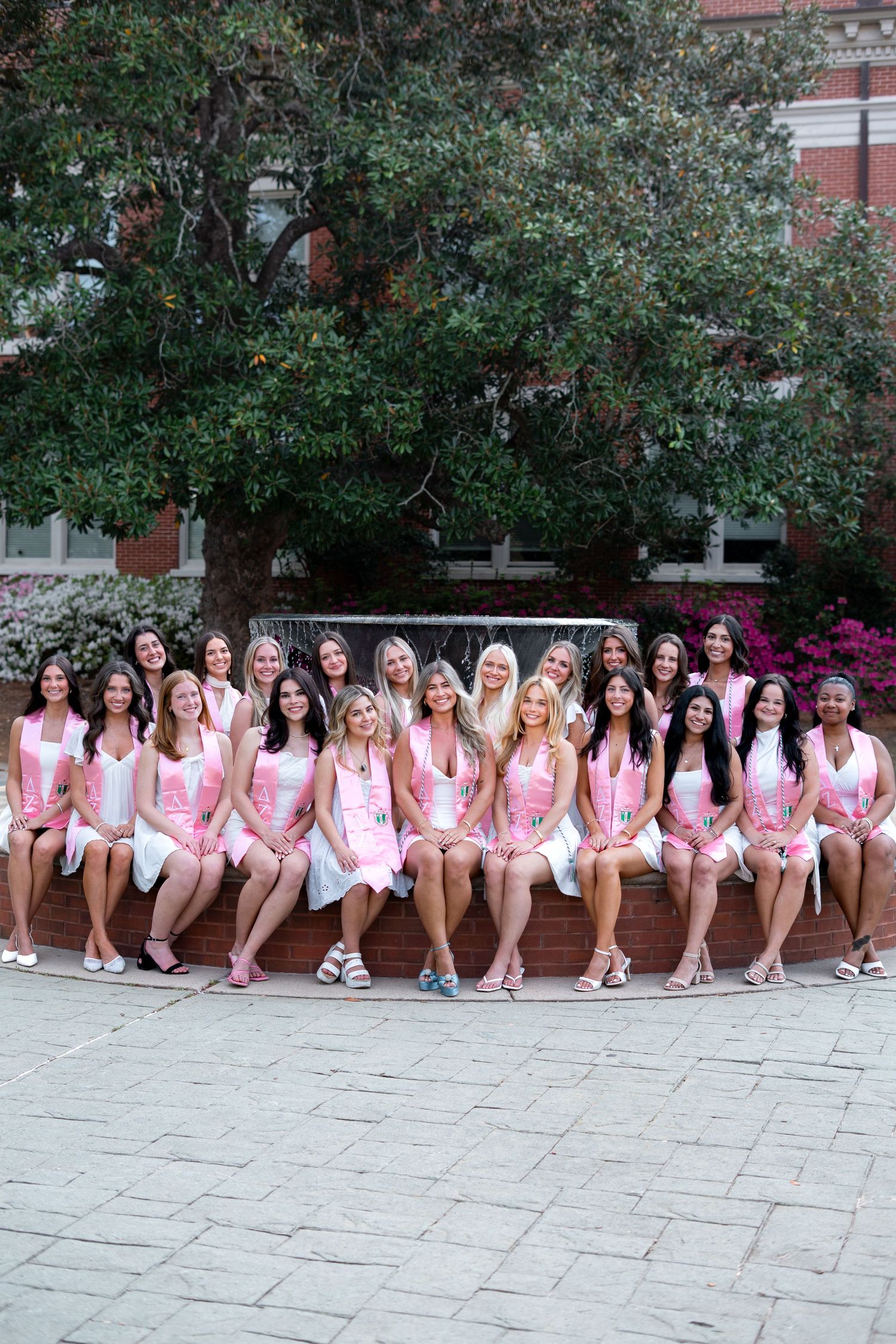 GCSU graduation photos at the fountain in milledgeville, georgia