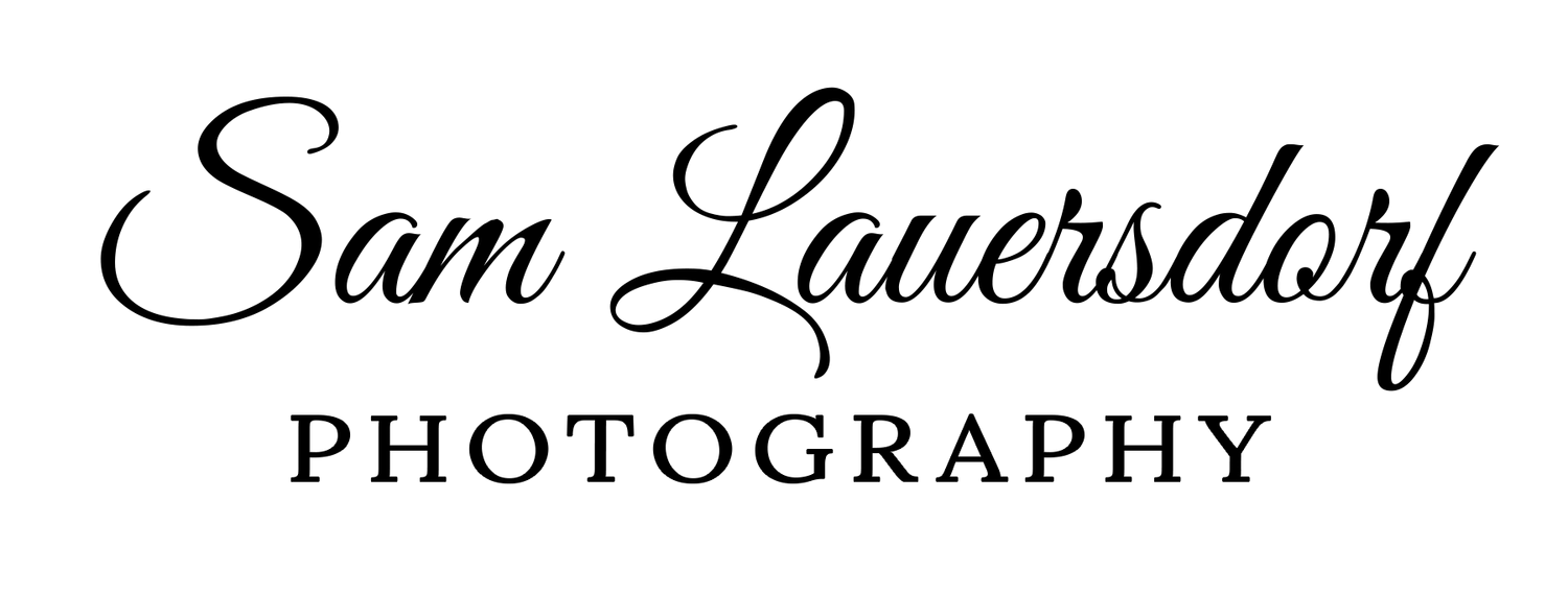 Elegant Sam Lauersdorf Photography logo featuring cursive script and serif typography in black on white.