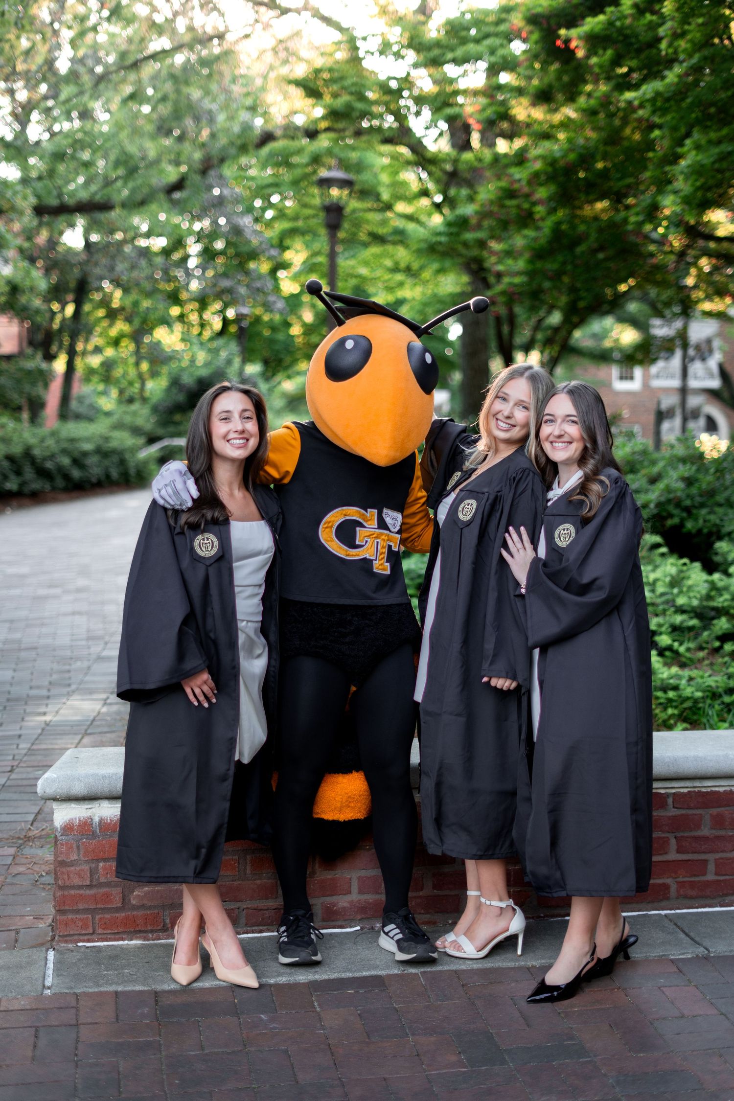 Georgia Tech students group grad photos in atlanta Georgia before commencement