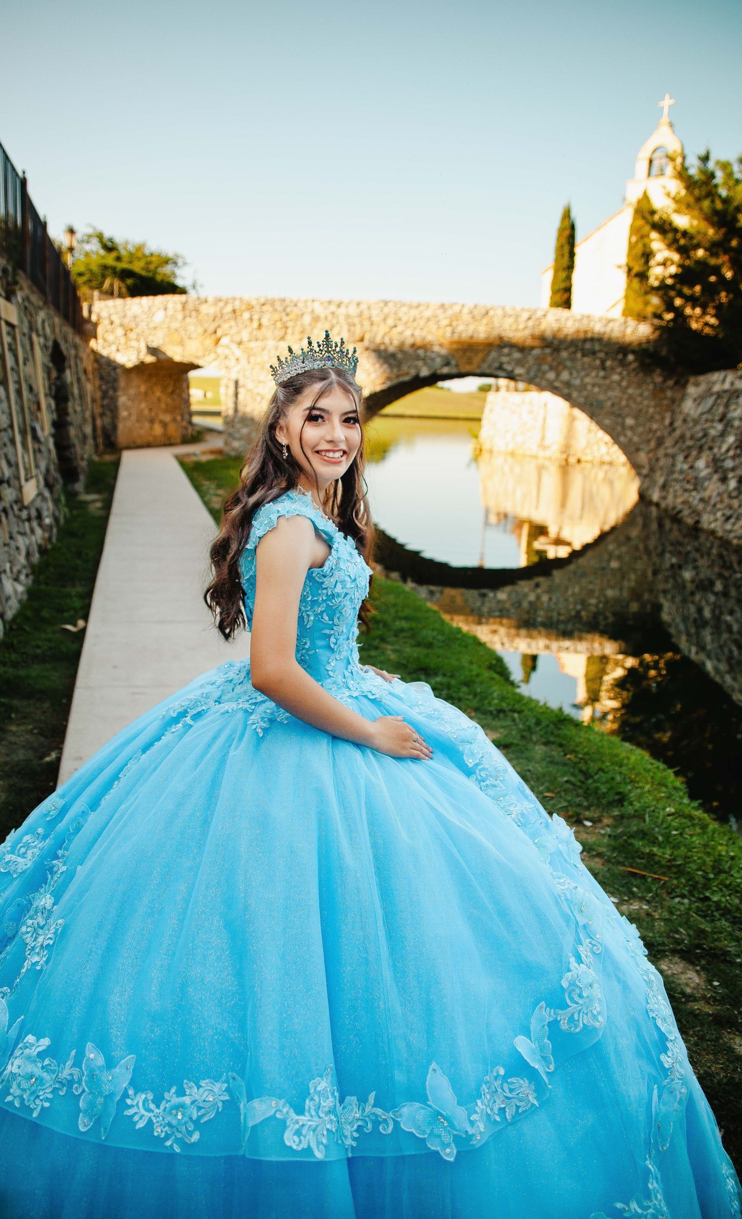 Quinceañera photography in blue dress in Mckinney Texas