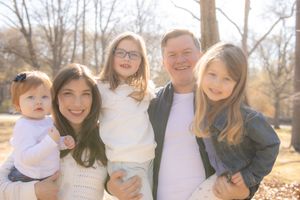 A series of fall family photos showing candid outdoor moments with natural lighting and autumn foliage in the background.