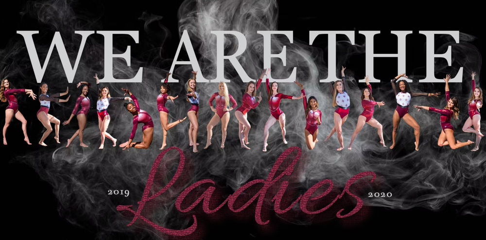 A silhouette lineup of female dancers in various poses against a dark background with text 'WE ARE THE Ladies'.