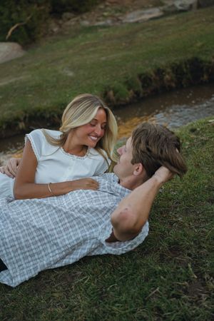 Engagement session in the Southern Utah mountains captured by a film photographer