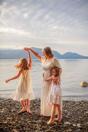 Family standing together during their family photoshoot at Whidbey Island near Seattle, Washington