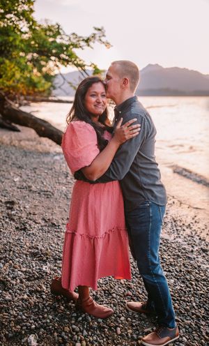 Family standing together during their family photoshoot at Whidbey Island near Seattle, Washington