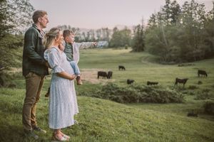 Family standing together during their family photoshoot at Whidbey Island near Seattle, Washington