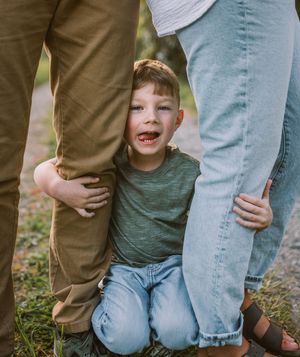 Family standing together during their family photoshoot at Whidbey Island near Seattle, Washington
