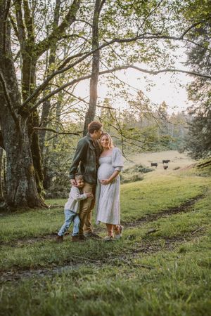 Family standing together during their family photoshoot at Whidbey Island near Seattle, Washington