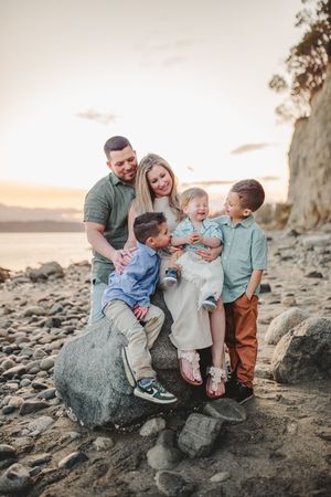 Family together during their family photo session in Deception Pass near Seattle Washington