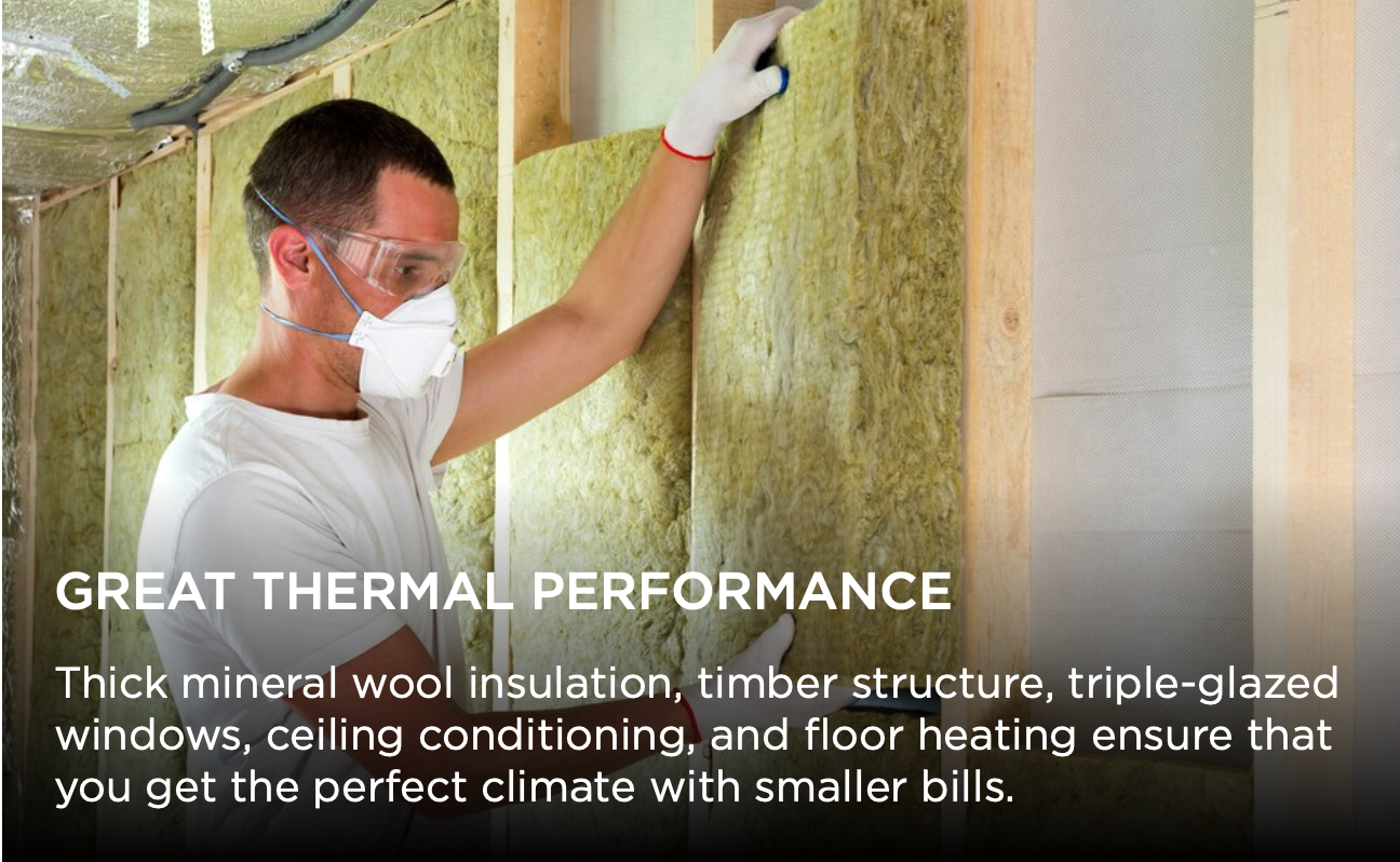 An advertisement banner showcases thermal insulation features and efficient climate control solutions.