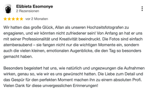 Professionelle Hochzeitsfotograf Berlin 5 Sternen google top Bewertung
