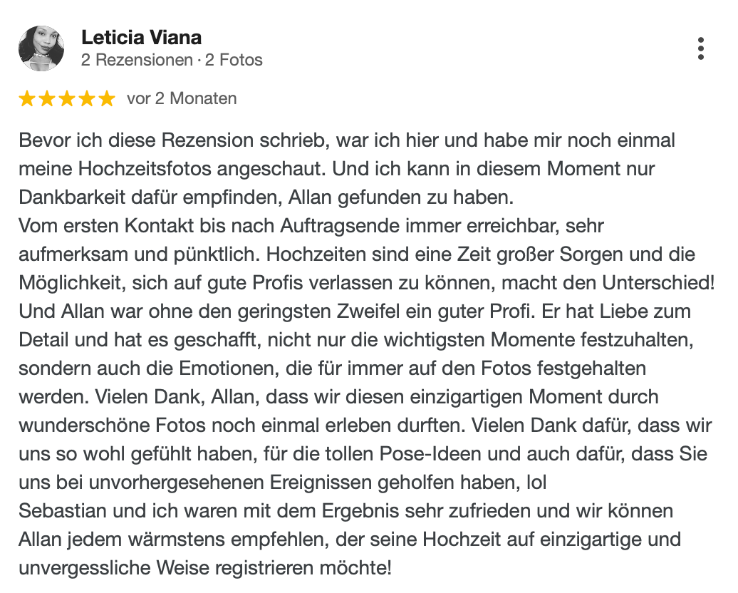 Professionelle Hochzeitsfotograf Brandenburg 5 Sternen google top Bewertung