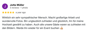 Hochzeitsfotograf Berlin 5 Sternen top Bewertung