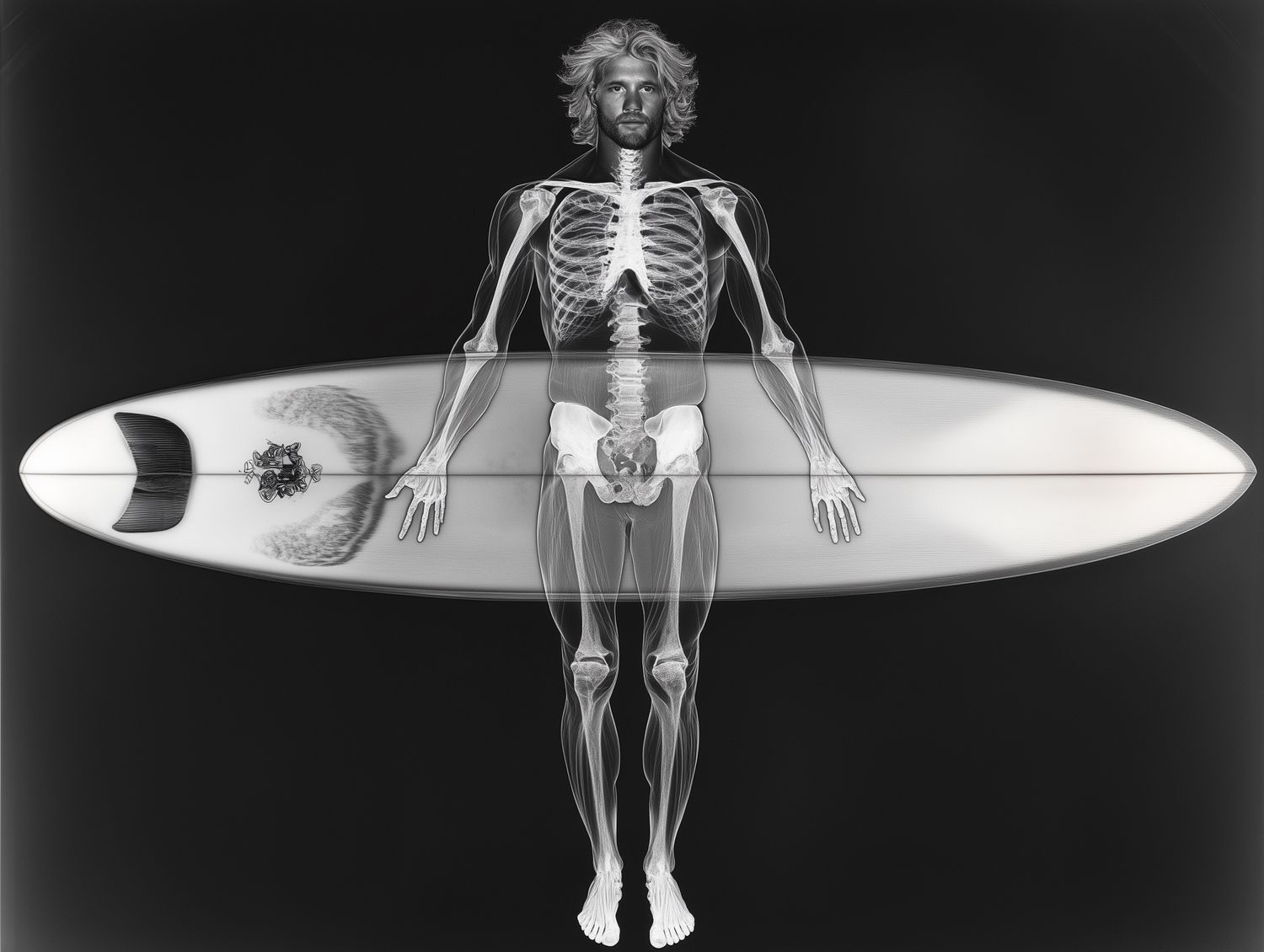 Full body X-Ray of John John Florence with Surf Board