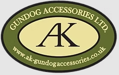 Oval logo design for AK Gun Dog Accessories with green and cream color scheme.