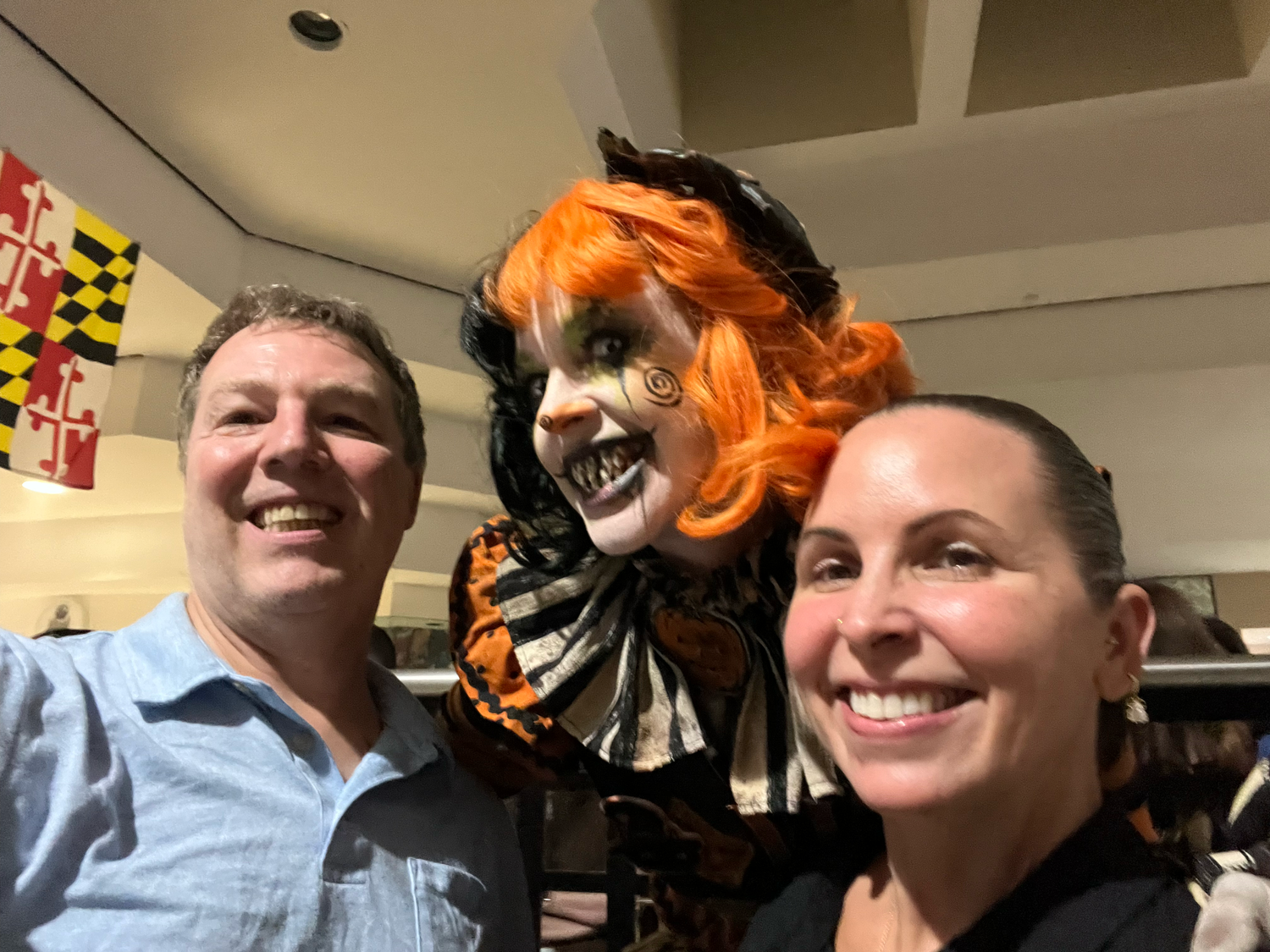 scary clown at haunted house