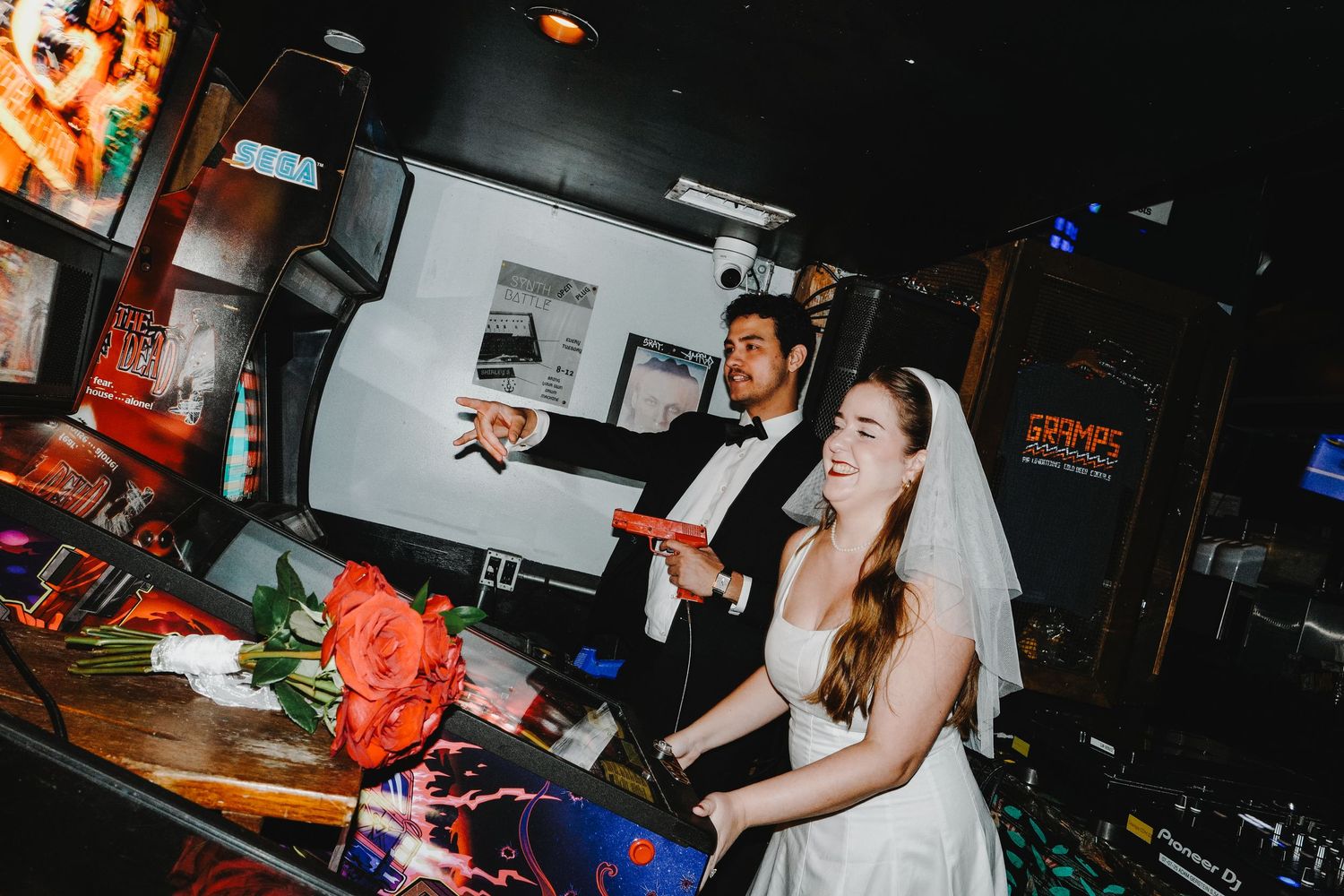A series of candid photos showing people dancing and celebrating at a dimly lit nightclub or party venue.