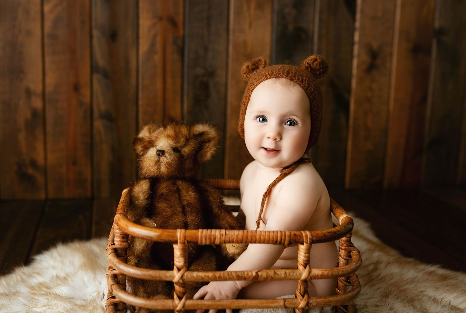 A girl in a teddy hat. Greenville, SC newborn photographer, Easley, SC newborn photographer, Upstate SC newborn photographer