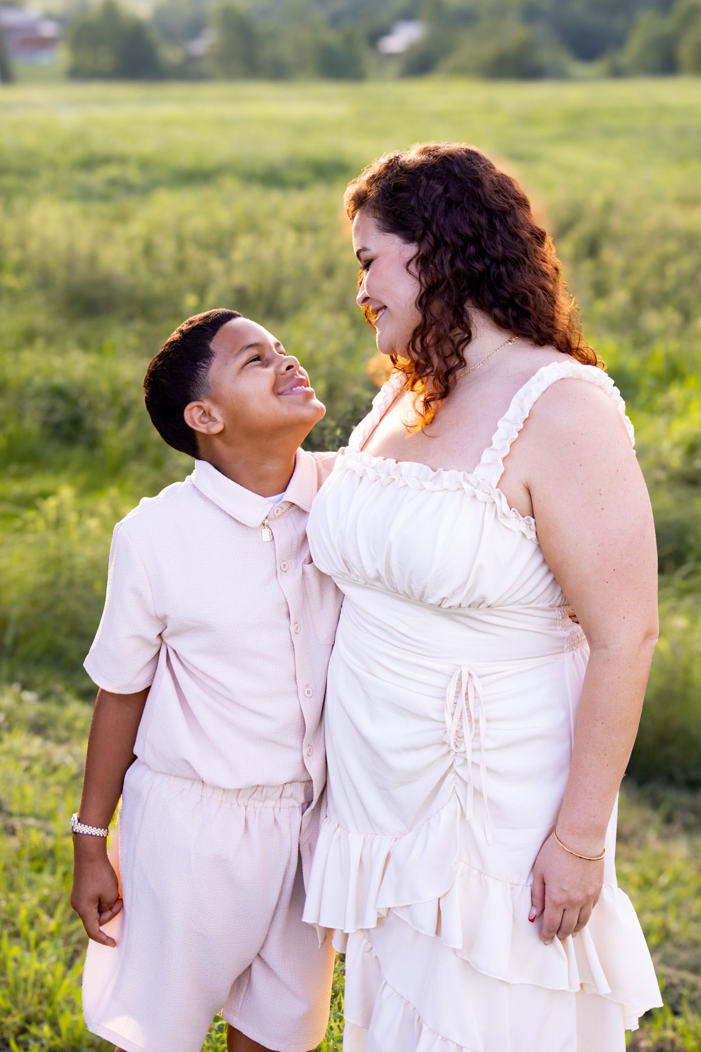 mother and son looking at each other