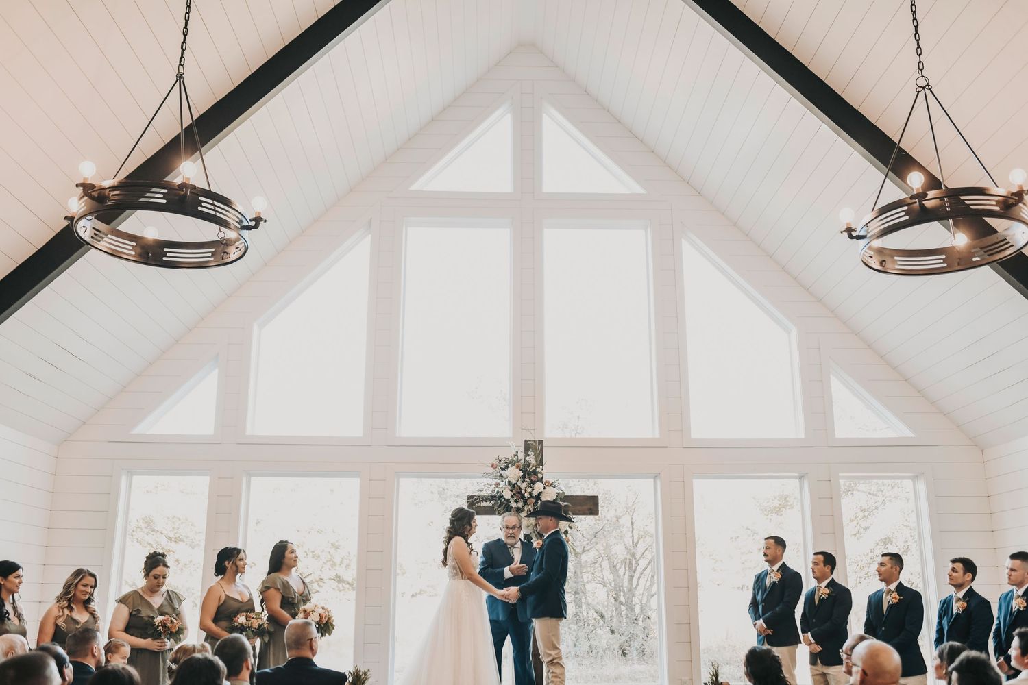 Chapel wedding ceremony at The Barn at Paradise Texas