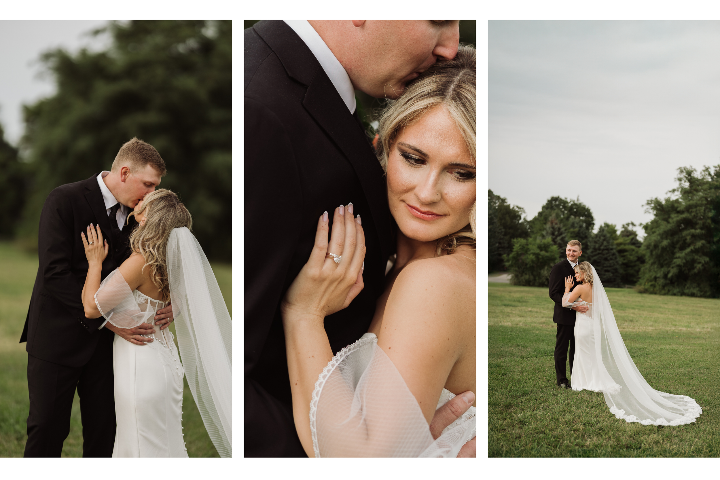 Elegant newlywed portraits captured at lakeside property in the Finger Lakes