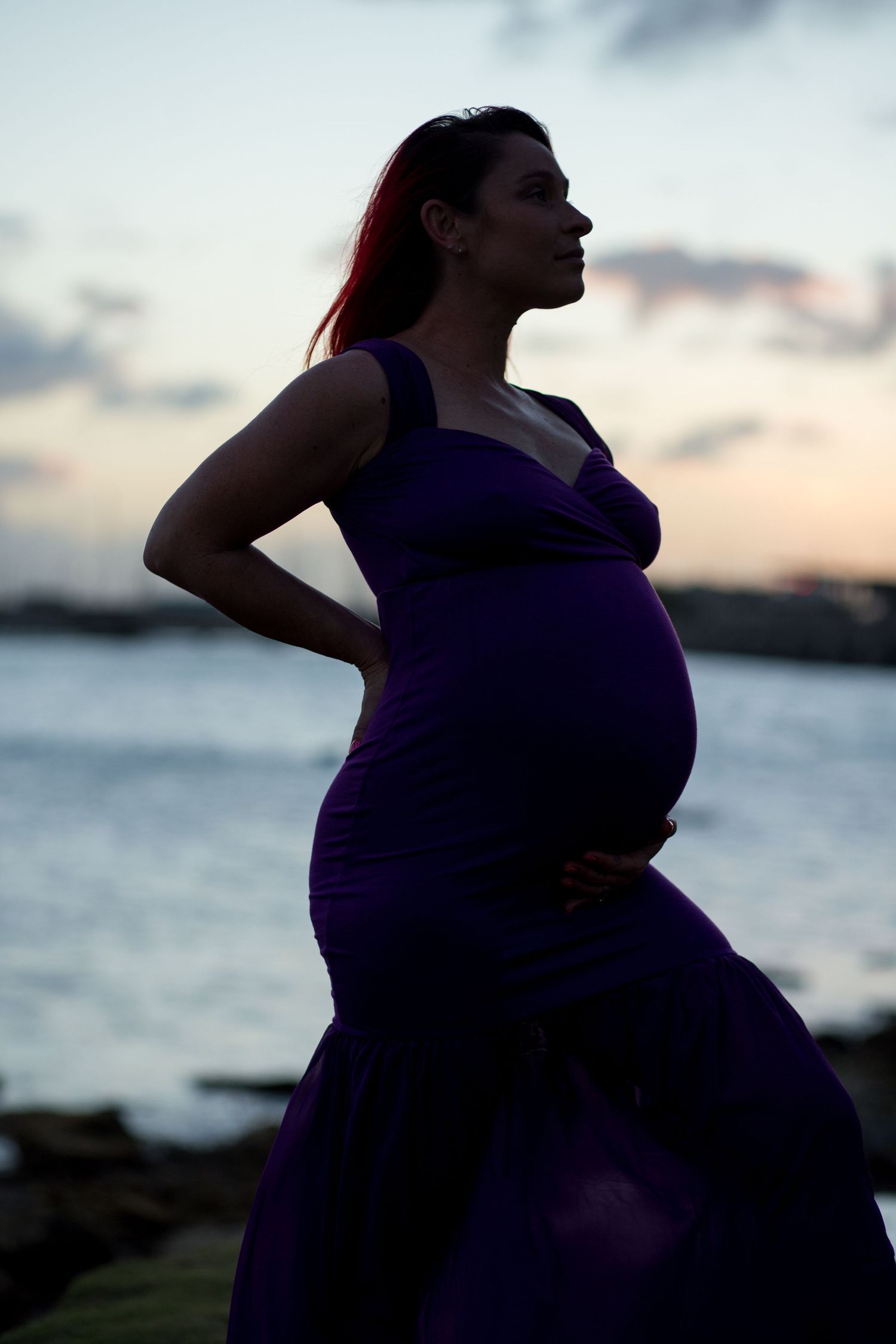 Maternity portrait. Silhouette. Condado Lagoon. San Juan, Puerto Rico.