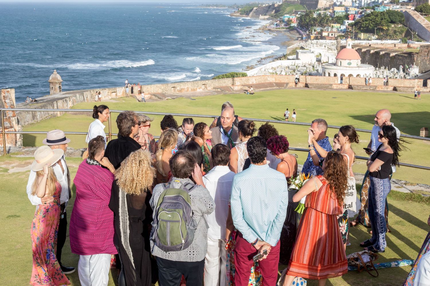 Surprise wedding. Ceremony. El Morro. Old San Juan, Puerto Rico.