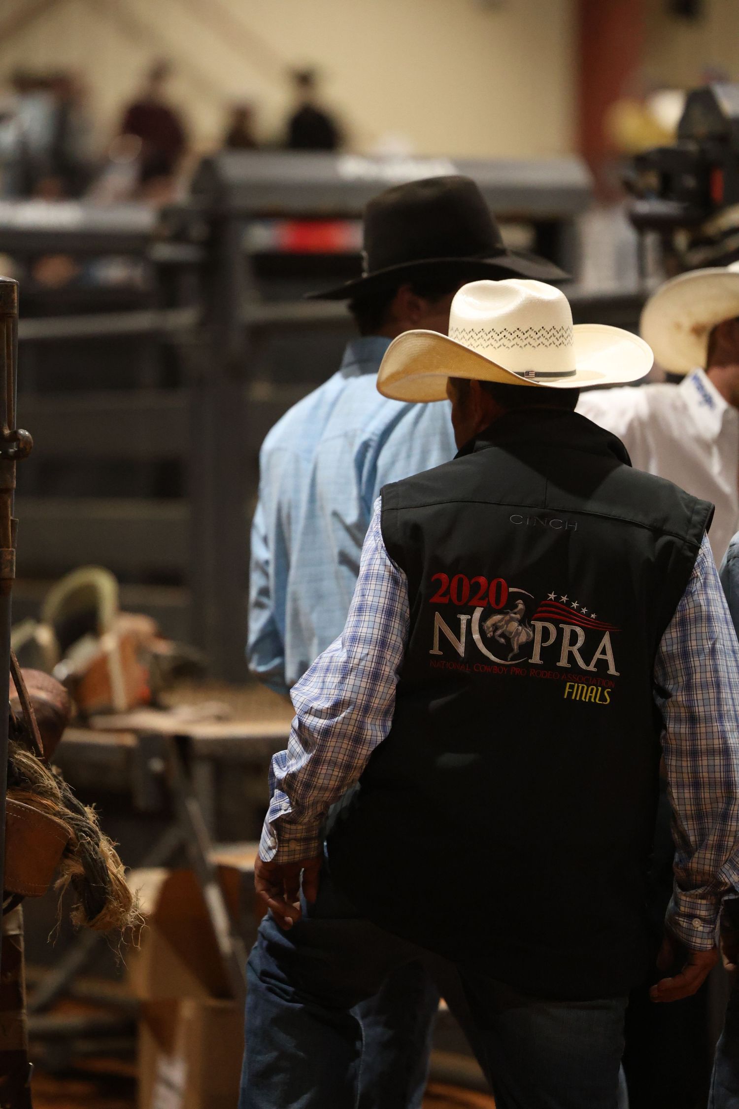 Behind the chutes getting ready for his retirement ride. Bronc Rider