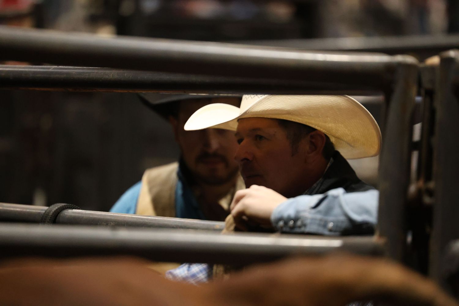 Behind the chutes getting ready for his retirement ride. Bronc Rider