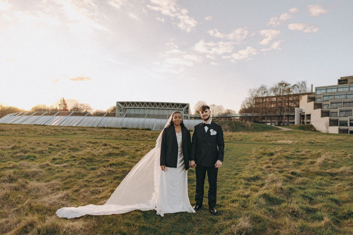 Portrait of Bride & Groom during sunset hour. Editorial wedding