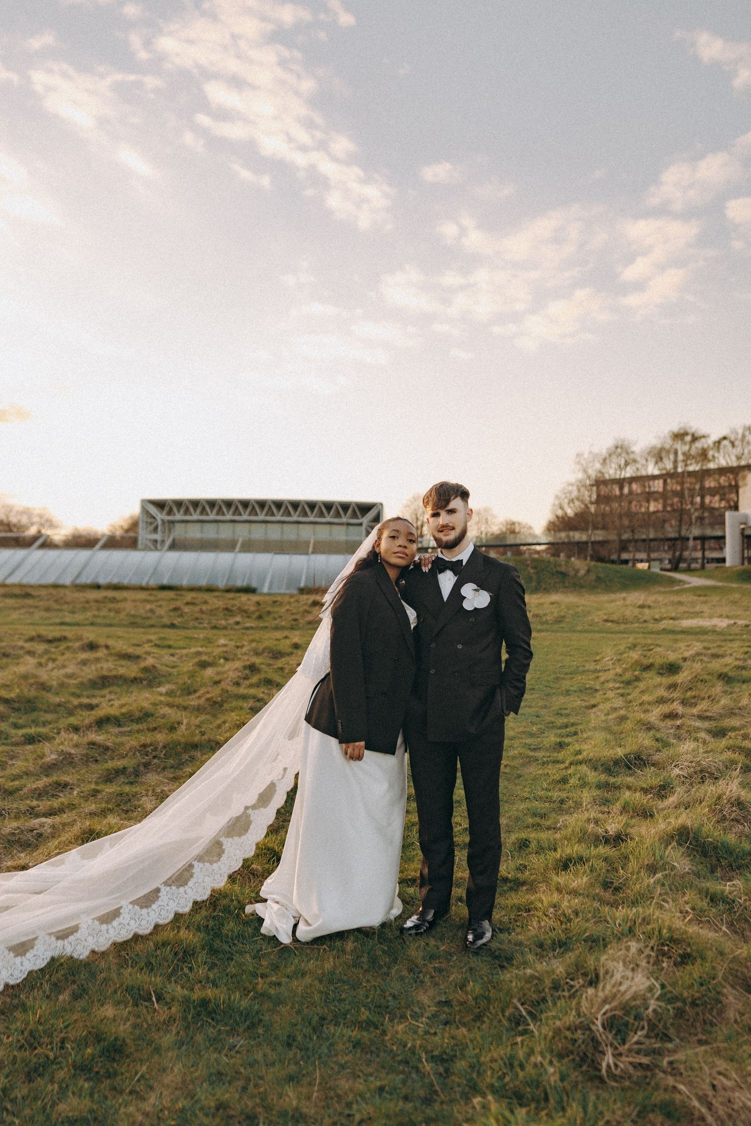 Portrait of Bride & Groom during sunset hour. Editorial wedding