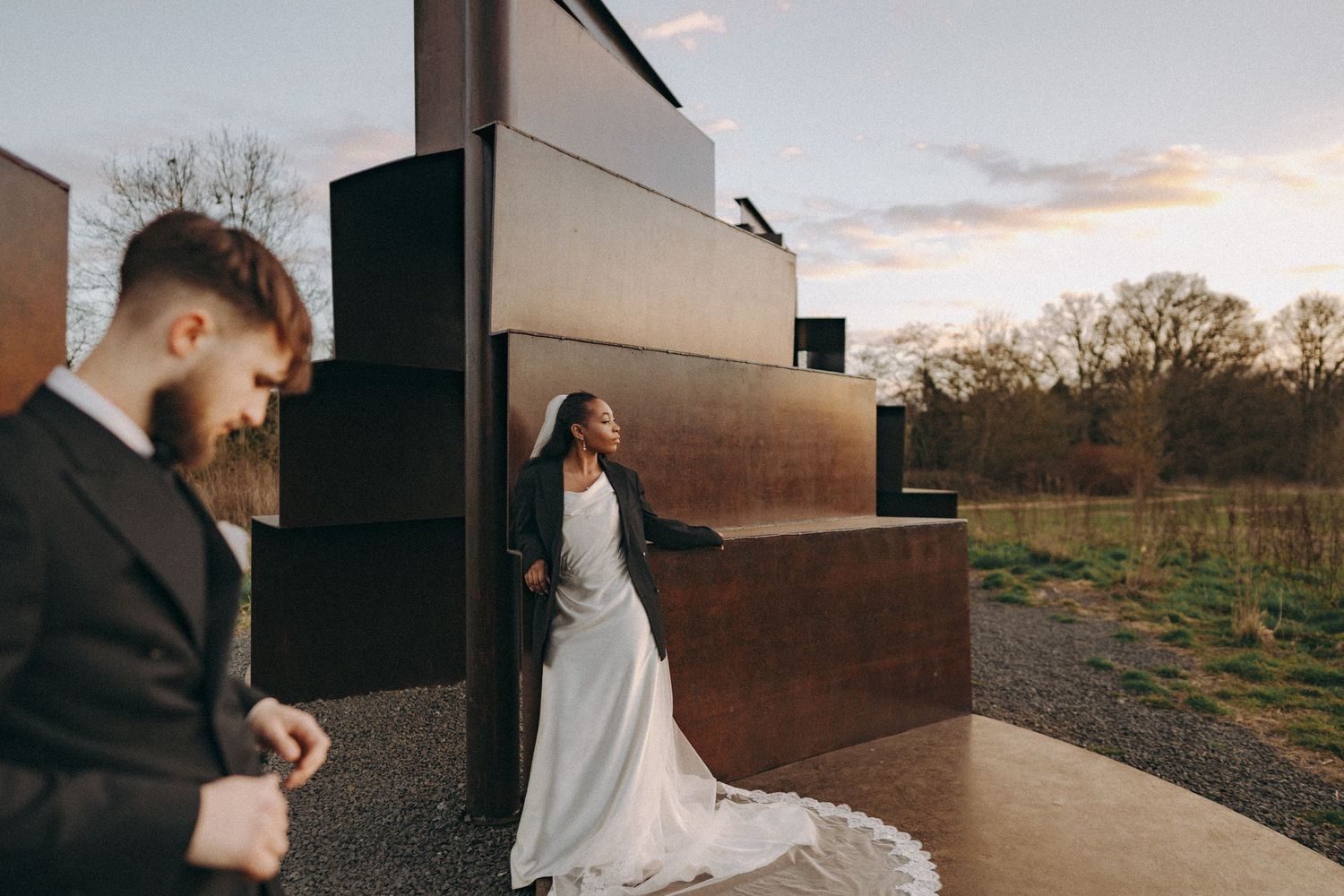 Editorial portrait of bride & groom.