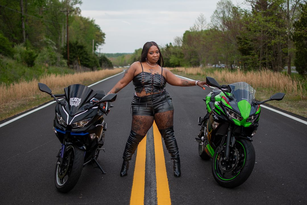 Motorcycle Boudoir Session. Outdoor boudoir. Biker photo shoots, women bikers In MD