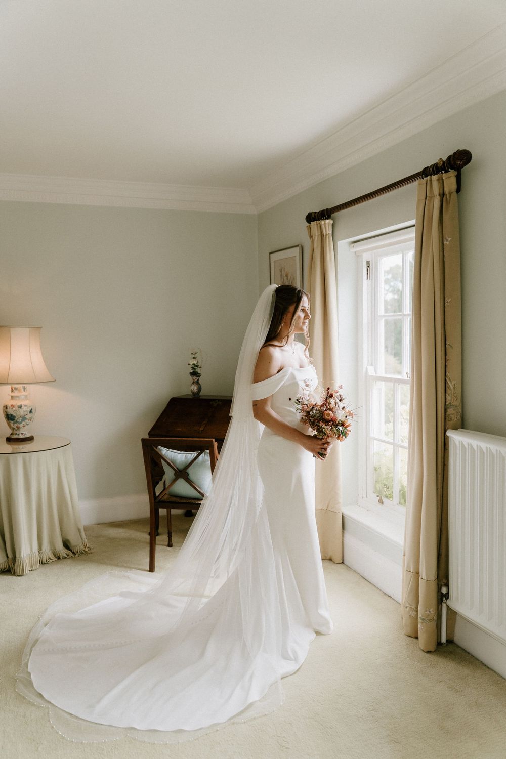 A Worcestershire bride before she gets married at Birtsmorton Court, near Malvern
