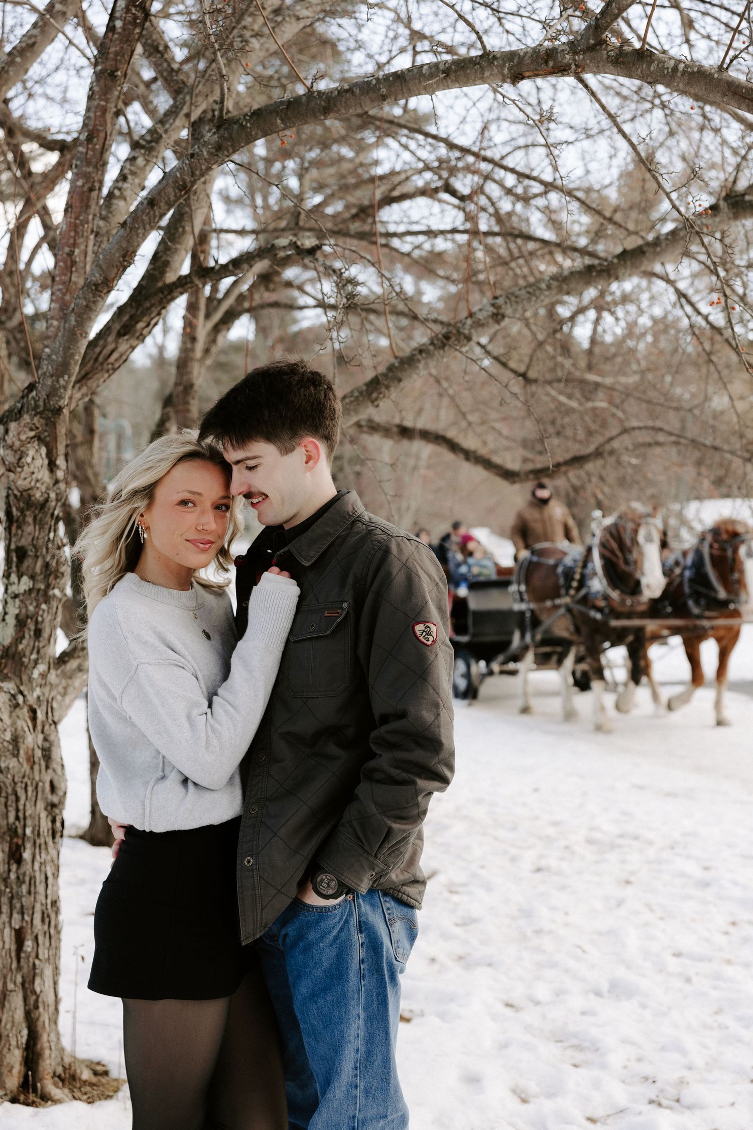 Engagement photoshoot for a young couple in New Hampshire.