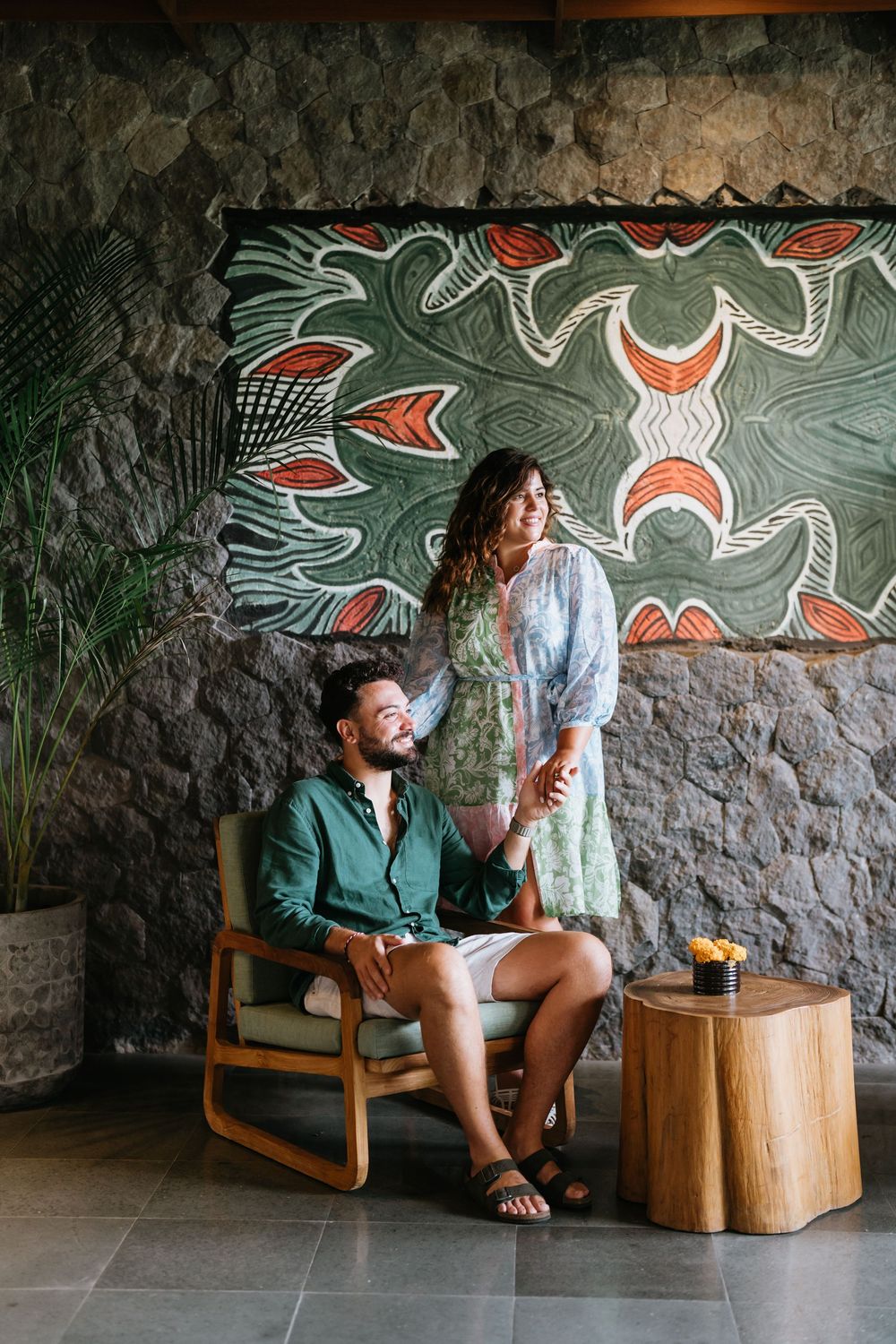 Lifestyle couple photoshoot at Adiwana Suweta with warm and relaxed vibes.