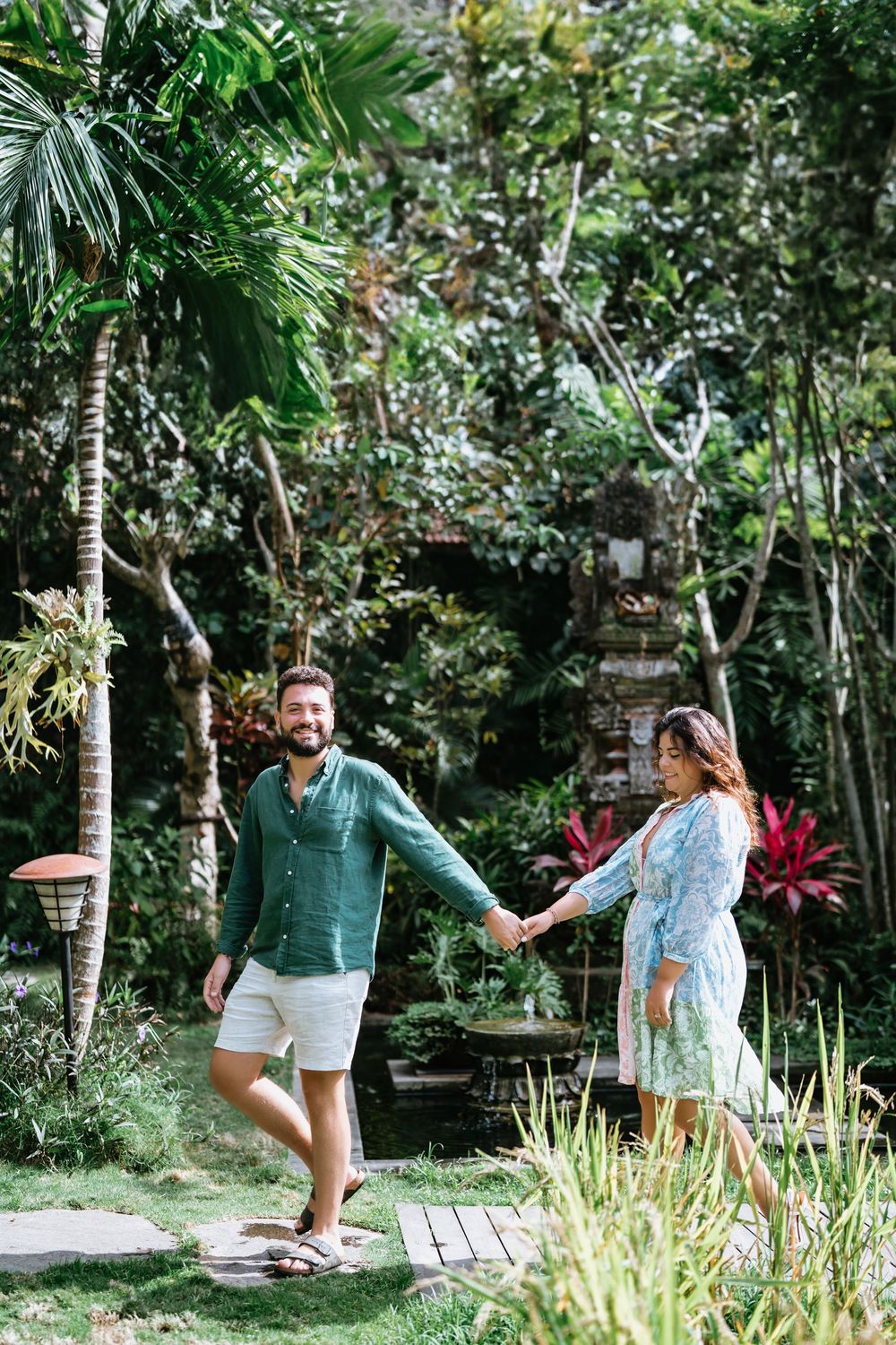 Lifestyle couple photoshoot at Adiwana Suweta with warm and relaxed vibes.