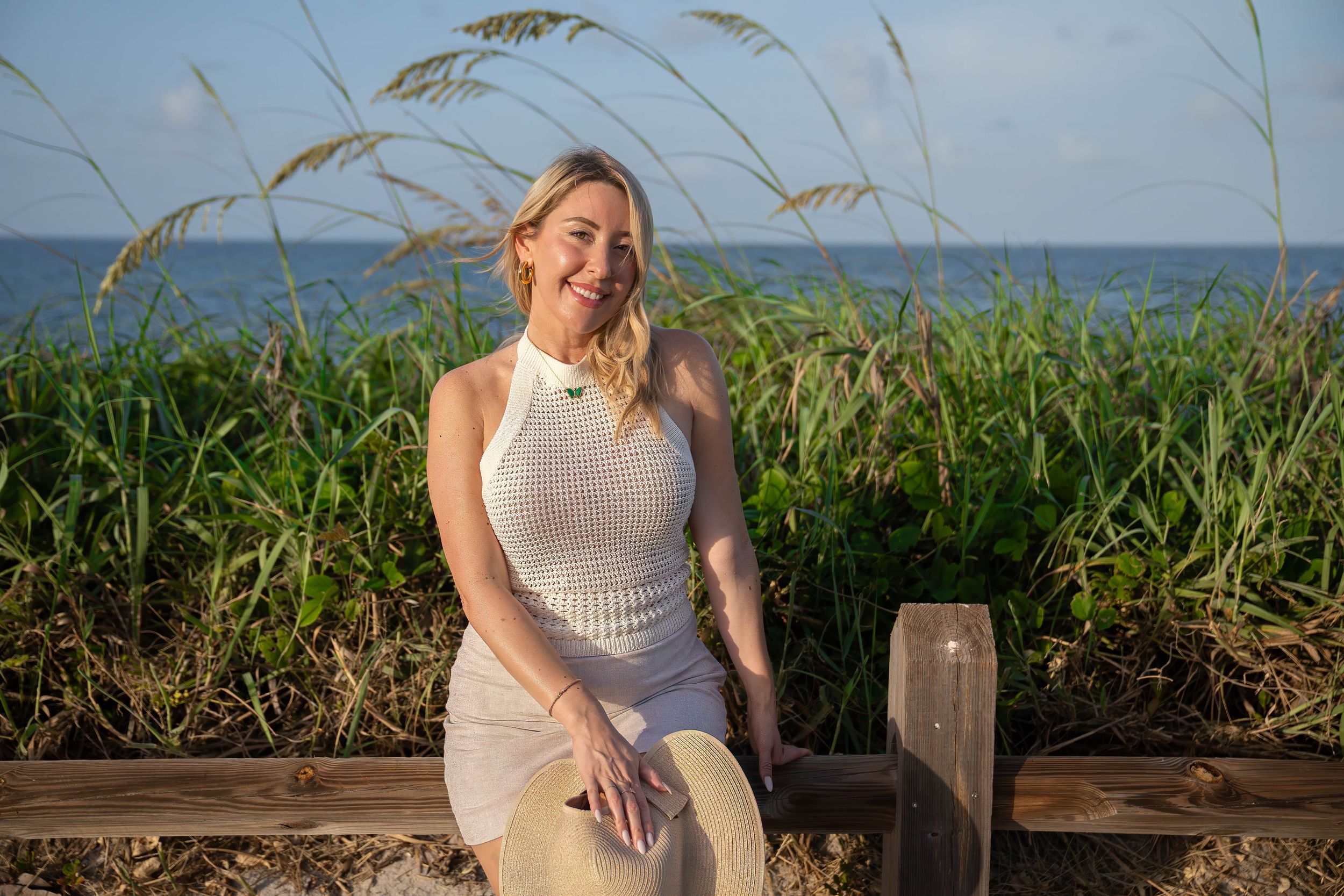 Client for individual portrait session in Coral Cove beach, Tequesta, Florida