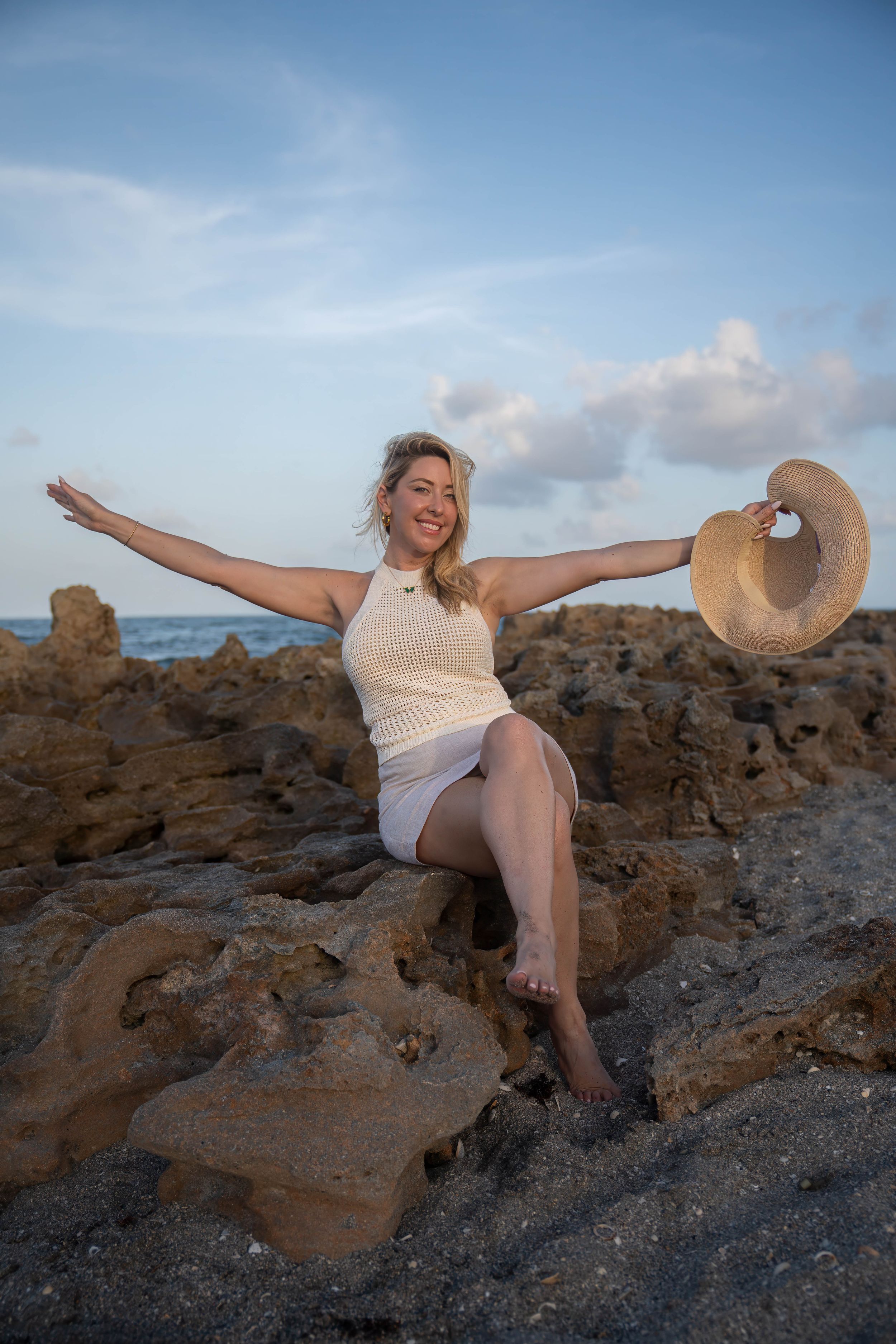 Client for individual portrait session in Coral Cove beach, Tequesta, Florida