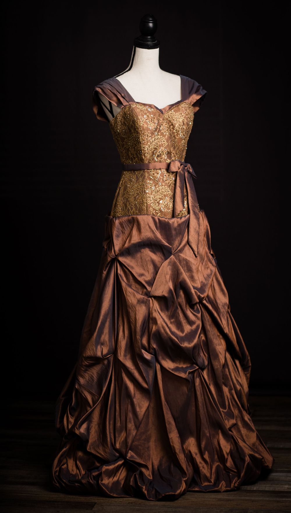 brown and gold formal gown size s