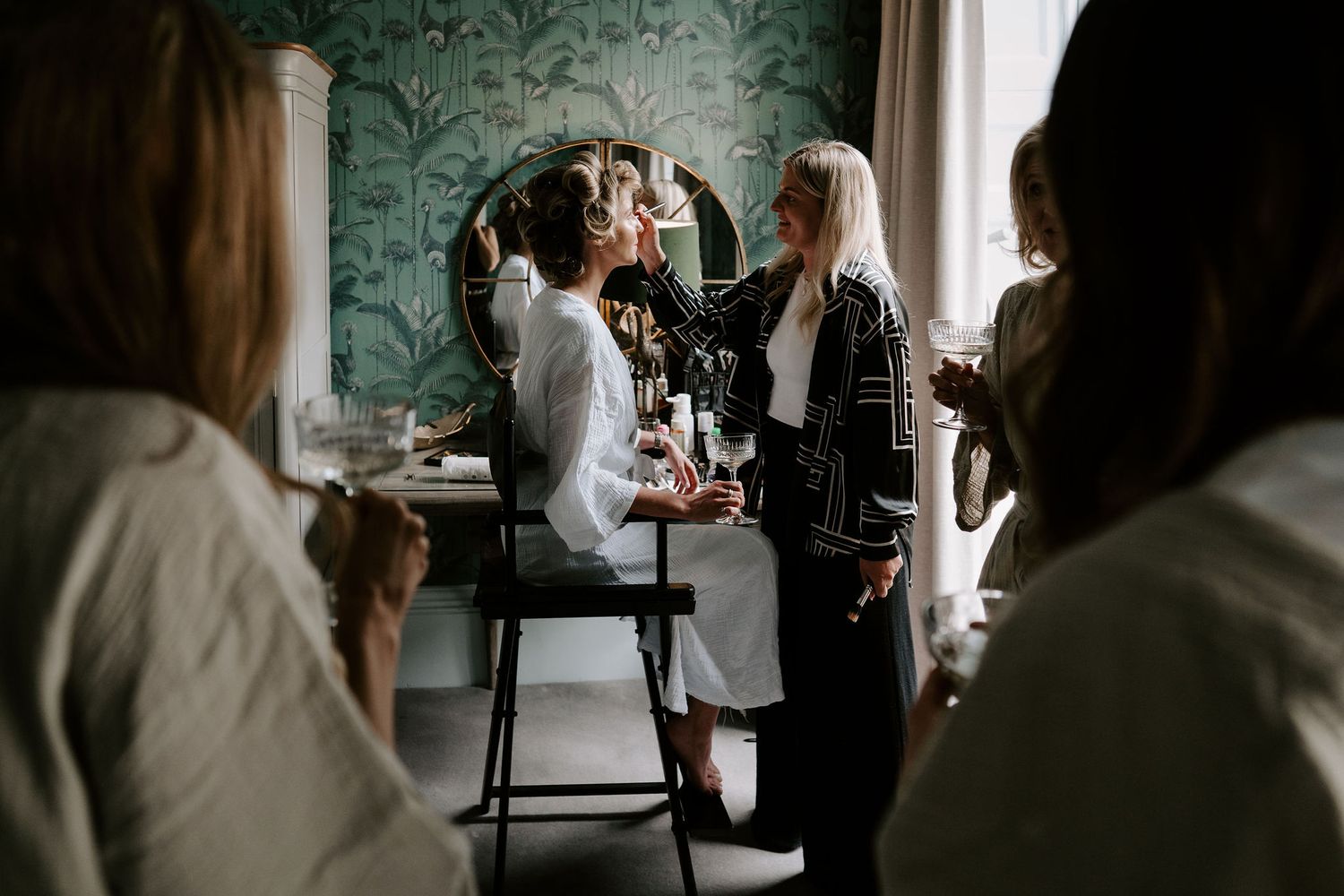 bride getting make up done at the Queensbury hotel in bath