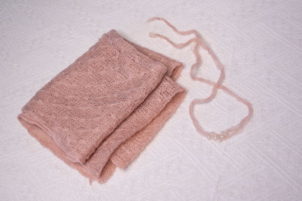 pink newborn wrap and tieback set