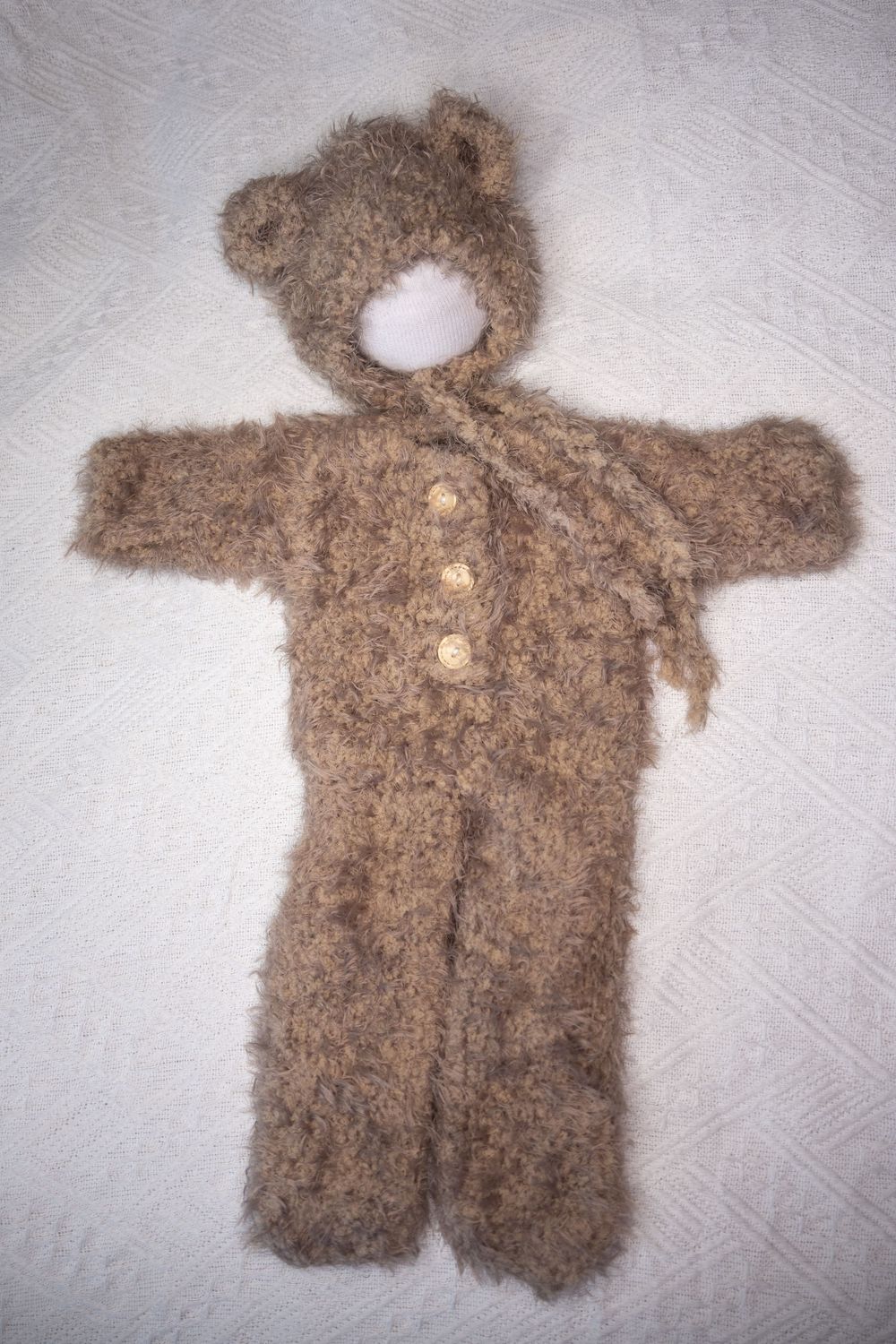 brown knitted newborn bear outfit