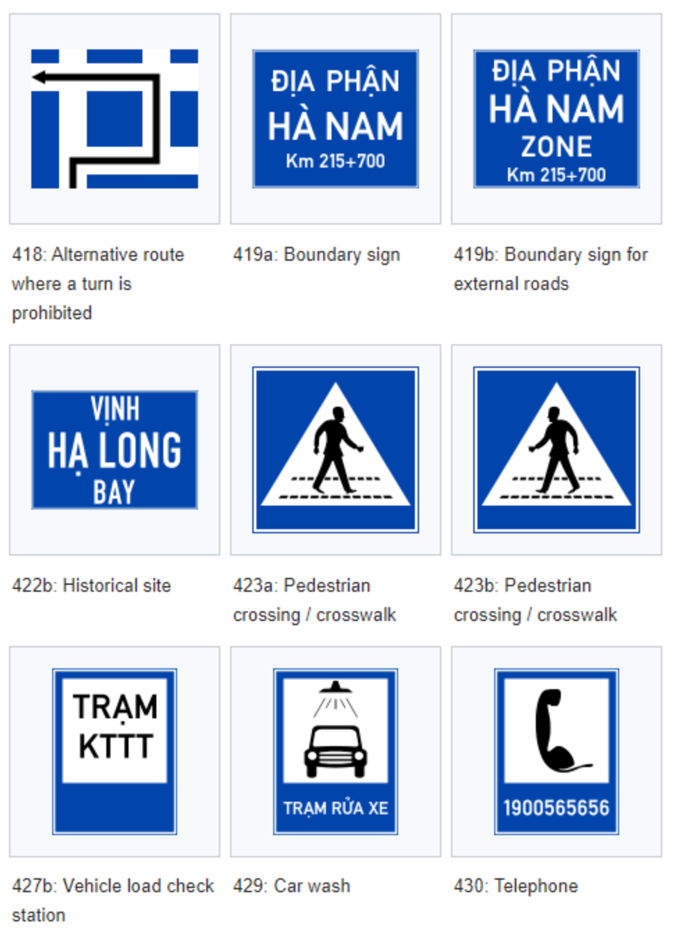 Traffic and informational signs including zone markers, pedestrian crossings, vehicle check stations, and service indicators.