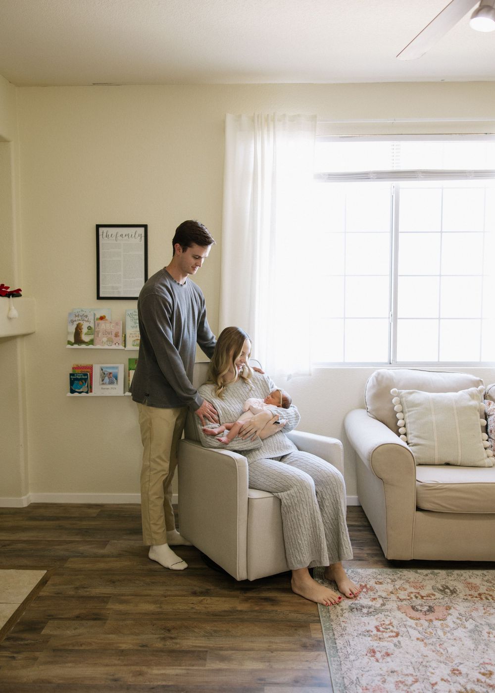 Interior home scene showing a nursery corner with natural light streaming through windows.