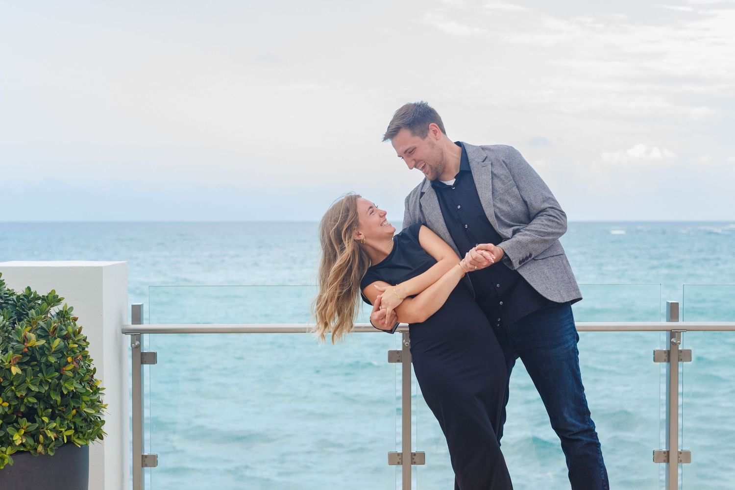 Couples portrait. Condado Vanderbilt Hotel in San Juan, Puerto Rico.