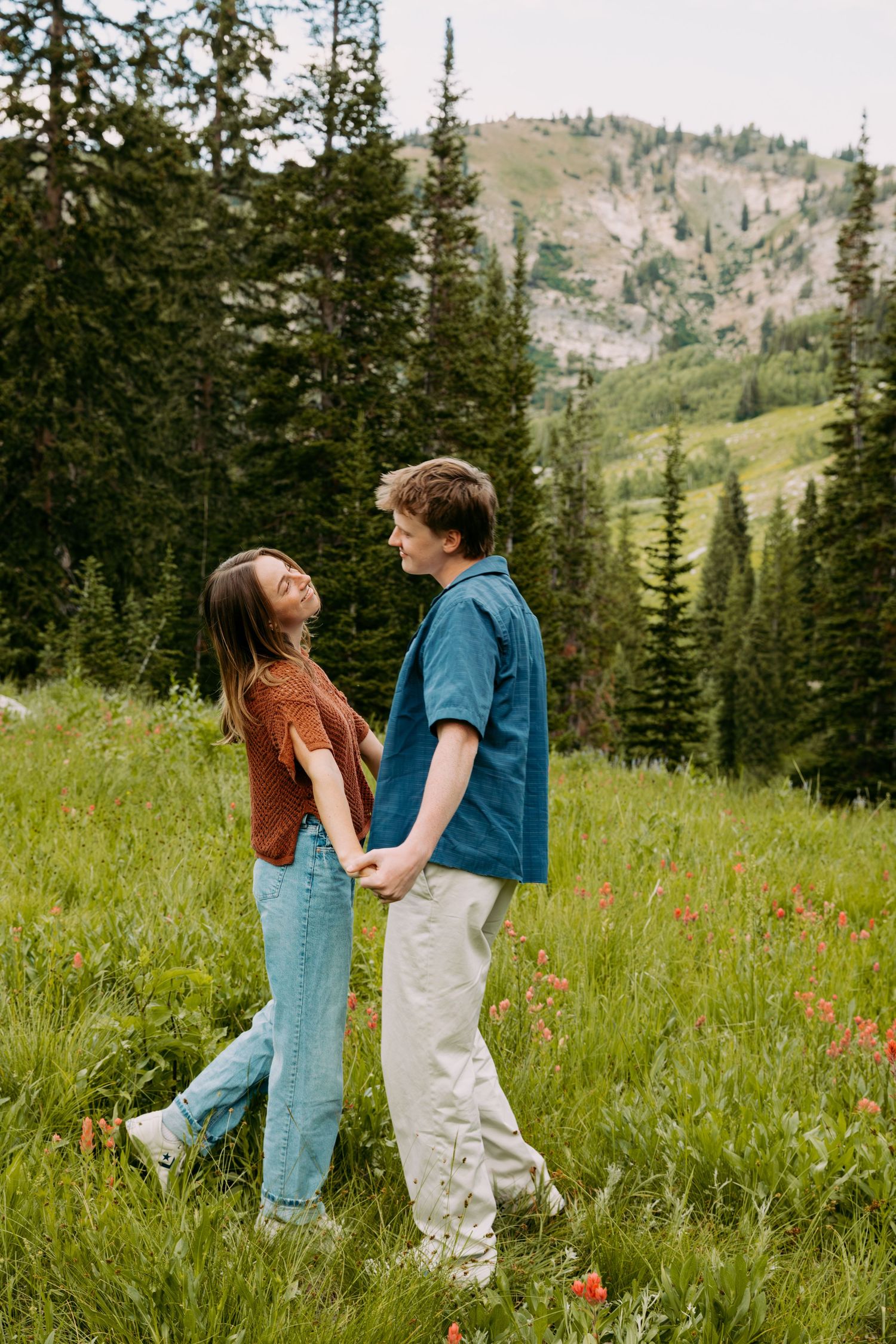 Couple photo session in the mountains by Albion Basin Utah.