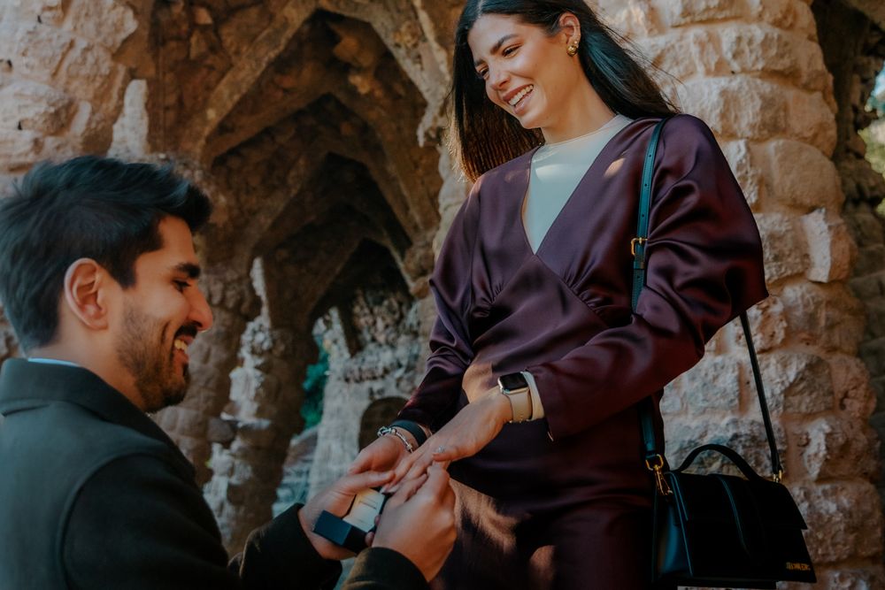 Joyful engagement celebration terrace Barcelona Surprise proposal Barcelona BarcelonaLoversPH