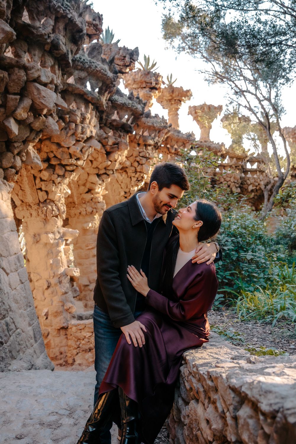 Joyful candid moment after proposal Barcelona Surprise proposal Barcelona BarcelonaLoversPH