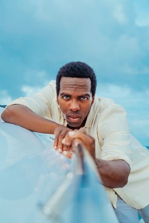 Outdoor portrait of a man near the Charleston Harbor Marina.